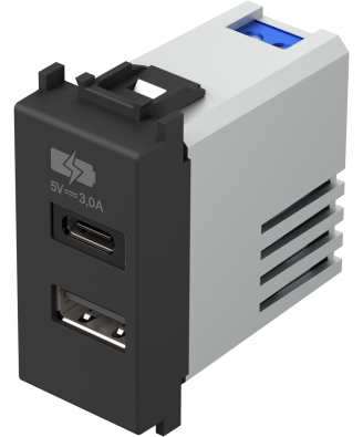 Зарядний пристрій Тип A&C USB 1 модуль 5В, 2,1А колір слонова кістка EM68SB