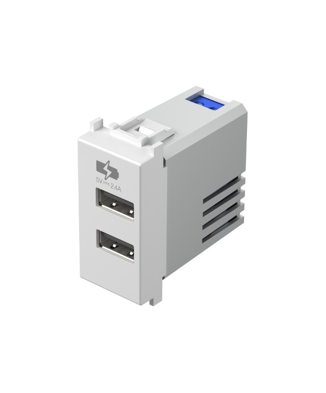 Двойний зарядний пристрій USB 1 модуль 5В, 2,4А колір сніжно-білий EM67PW